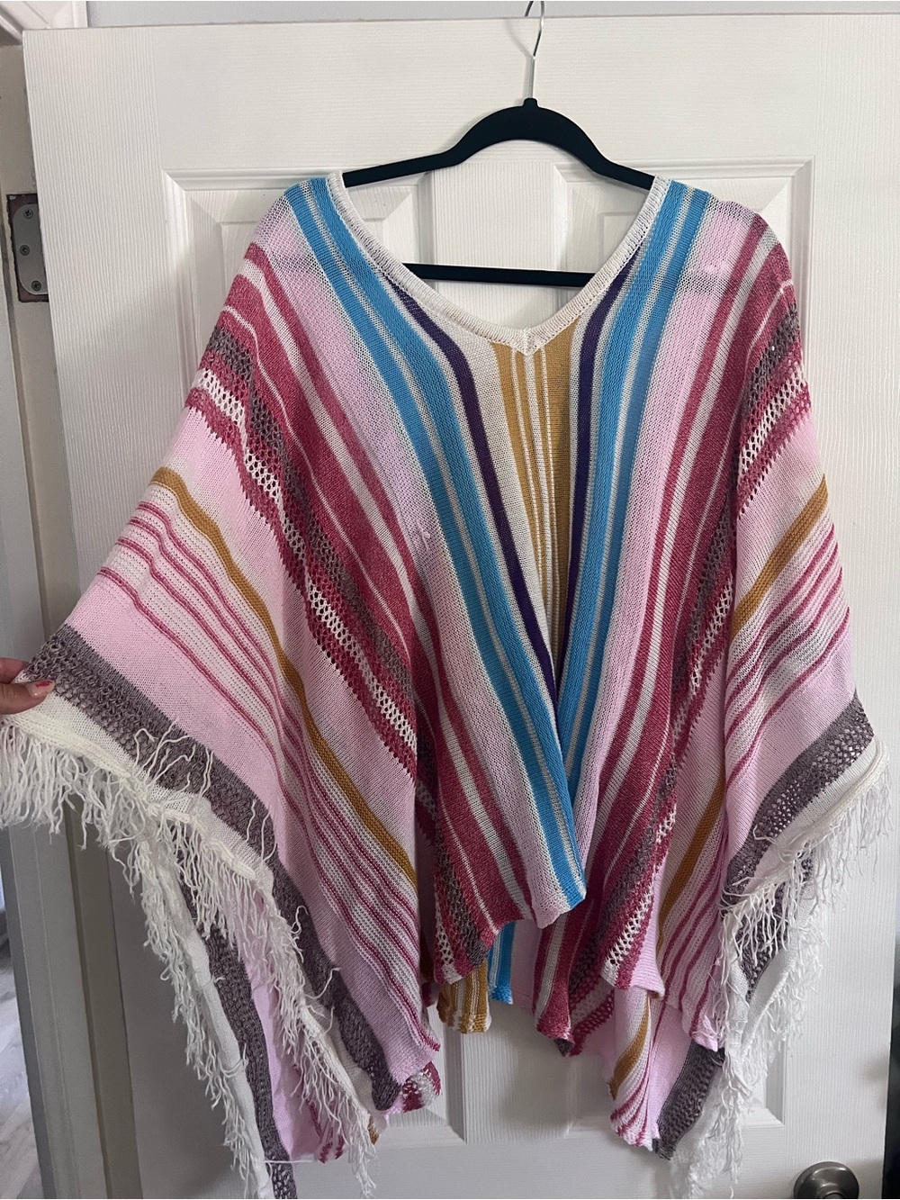 Cupshe Blue Pink White Striped Lightweight Knit Cover-Up